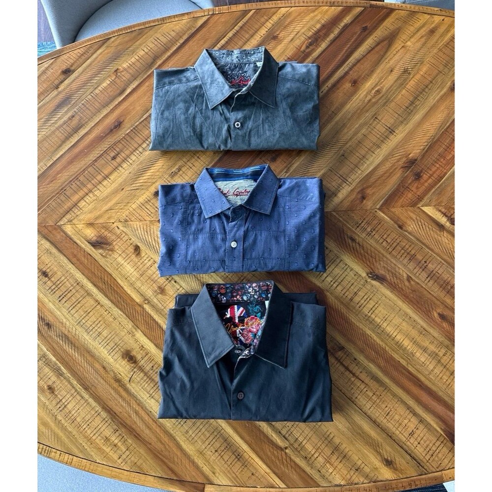 Robert Graham Men’s Size L Button Down Dress Shirt Bundle of 3 shirts